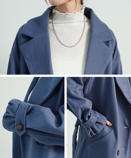 Fizz(フィズ)の「【Fizz/フィズ】 ウールライク ベルト付きダブルボタンロングコート(トレンチコート・レディース・ベージュ/アイボリー/ブラック/ブルー・M)」の21枚目の写真