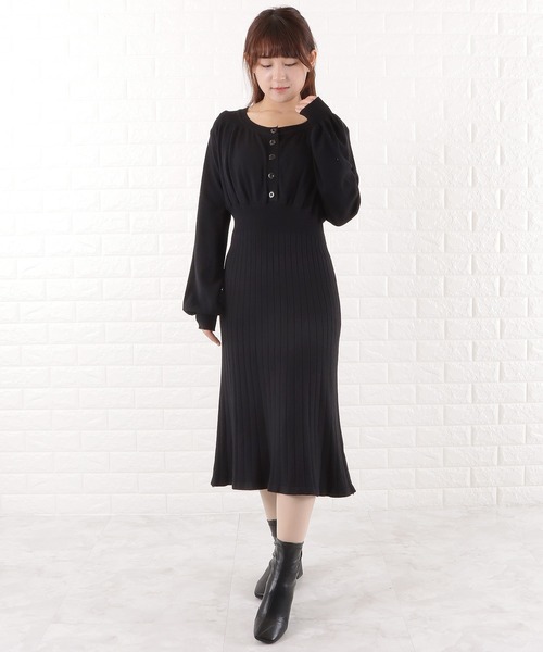 Lace Ladies(レースレディース)の「ドッキングリブニットワンピース(ワンピース・レディース・ベージュ/ブラック/パープル・FREE)」の20枚目の写真