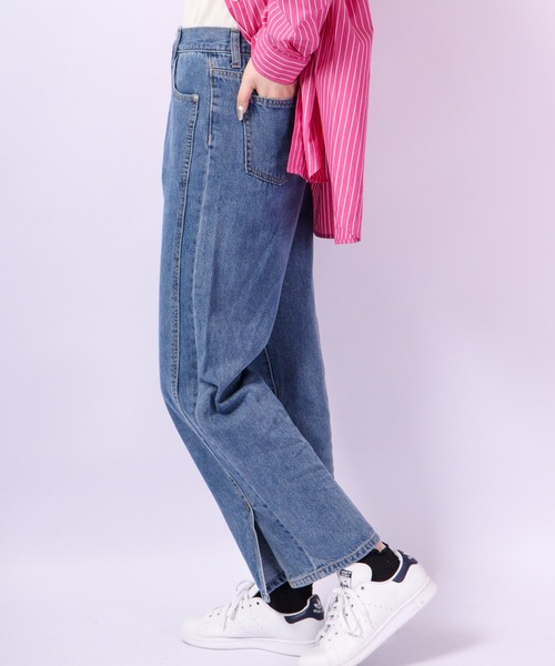 attiree(アティレー)の「attiree デニム 裾スリットパンツ(デニムパンツ・レディース・ブルー/インディゴブルー・S/M/L/XS)」の5枚目の写真