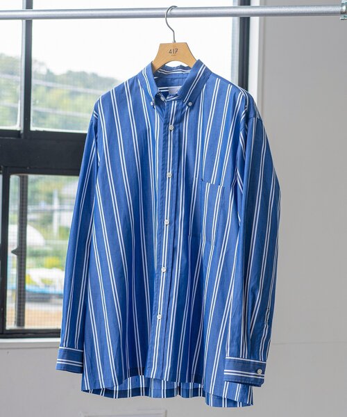 417 EDIFICE(フォーワンセブンエディフィス)の「【Essential / エッセンシャル】B.D STRIPE shirt / ボタンダウンストライプ(シャツ/ブラウス・メンズ・ライトブルー/スカイブルー/ブルー/その他2/ブルー系その他/その他6/その他18・SMALL/MEDIUM/LARGE/XX-LARGE)」の22枚目の写真