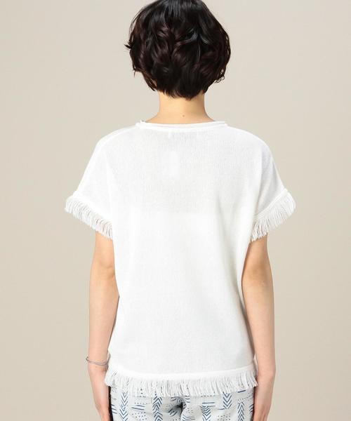 BEAUTY&YOUTH UNITED ARROWS（ビューティーアンドユースユナイテッドアローズ）の「BYBC 7G フリンジショートスリーブ◆（ニット/セーター・レディース・ホワイト/ナチュラル/ライトブルー・フリー）」の4枚目の写真