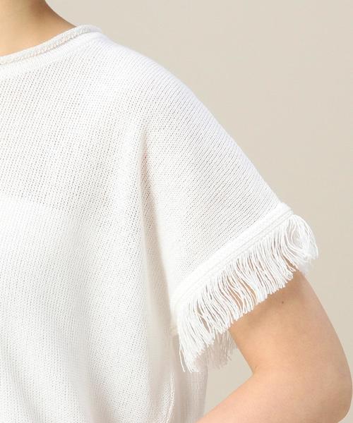BEAUTY&YOUTH UNITED ARROWS（ビューティーアンドユースユナイテッドアローズ）の「BYBC 7G フリンジショートスリーブ◆（ニット/セーター・レディース・ホワイト/ナチュラル/ライトブルー・フリー）」の13枚目の写真