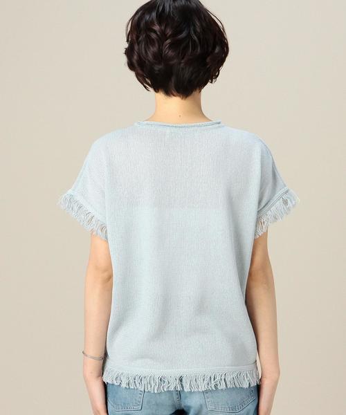 BEAUTY&YOUTH UNITED ARROWS（ビューティーアンドユースユナイテッドアローズ）の「BYBC 7G フリンジショートスリーブ◆（ニット/セーター・レディース・ホワイト/ナチュラル/ライトブルー・フリー）」の9枚目の写真