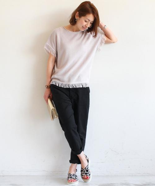 BEAUTY&YOUTH UNITED ARROWS（ビューティーアンドユースユナイテッドアローズ）の「BYBC 7G フリンジショートスリーブ◆（ニット/セーター・レディース・ホワイト/ナチュラル/ライトブルー・フリー）」の12枚目の写真