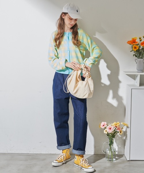 MERLOT（メルロー）の「柔らかい肌触り　ギンガムチェックカーディガン（カーディガン/ボレロ・レディース・レッド/ライトブルー・FREE）」の15枚目の写真