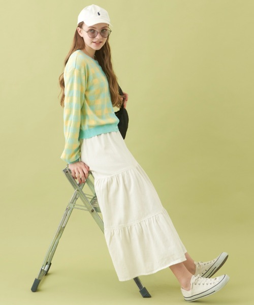 MERLOT（メルロー）の「柔らかい肌触り　ギンガムチェックカーディガン（カーディガン/ボレロ・レディース・レッド/ライトブルー・FREE）」の11枚目の写真