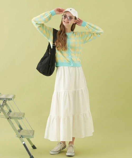 MERLOT（メルロー）の「柔らかい肌触り　ギンガムチェックカーディガン（カーディガン/ボレロ・レディース・レッド/ライトブルー・FREE）」の12枚目の写真