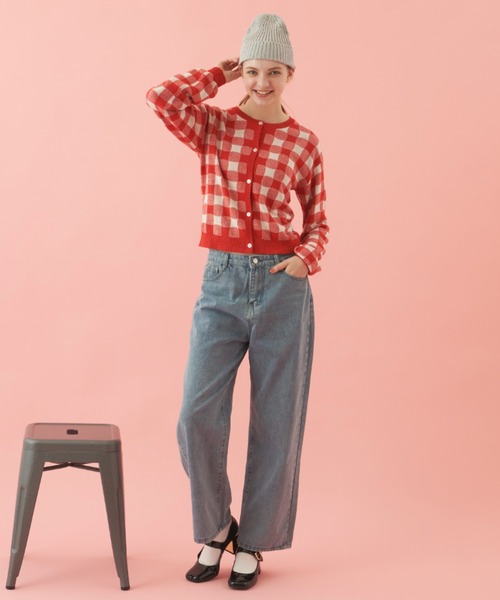 MERLOT（メルロー）の「柔らかい肌触り　ギンガムチェックカーディガン（カーディガン/ボレロ・レディース・レッド/ライトブルー・FREE）」の20枚目の写真