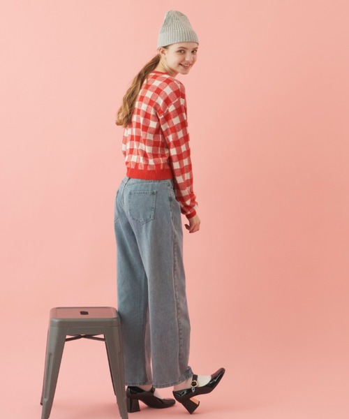 MERLOT（メルロー）の「柔らかい肌触り　ギンガムチェックカーディガン（カーディガン/ボレロ・レディース・レッド/ライトブルー・FREE）」の21枚目の写真