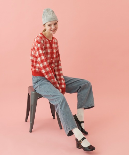 MERLOT（メルロー）の「柔らかい肌触り　ギンガムチェックカーディガン（カーディガン/ボレロ・レディース・レッド/ライトブルー・FREE）」の19枚目の写真