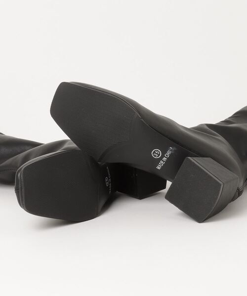 Silly（シリー）の「【春コーデに◎ブロックヒールで歩きやすい！】スクエアトゥロングブーツ（ブーツ・レディース・ブラック・24cm/24.5cm/22.5㎝/25/23.5cm）」の3枚目の写真