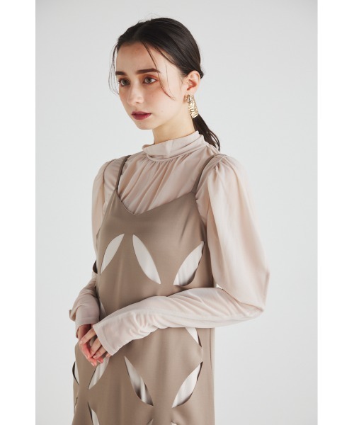 rienda（リエンダ）の「スランティングスリットキャミワンピース（ワンピース・レディース・イエロー/ダークグレー/ベージュ・FREE）」の14枚目の写真