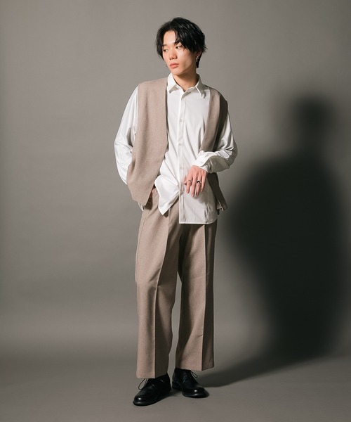 UNIIT(ユニット)の「【UNIIT/ユニット】 ワイドシルエット ワイドパンツ センタープレス イージーパンツ 韓国ファッション モードファッション キレイ目 ウエストゴム(その他パンツ・メンズ・チャコールグレー/ベージュ/ブラック・SMALL/MEDIUM/LARGE/X-LARGE)」の7枚目の写真