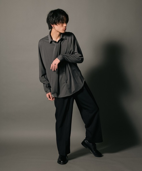 UNIIT(ユニット)の「【UNIIT/ユニット】 ワイドシルエット ワイドパンツ センタープレス イージーパンツ 韓国ファッション モードファッション キレイ目 ウエストゴム(その他パンツ・メンズ・チャコールグレー/ベージュ/ブラック・SMALL/MEDIUM/LARGE/X-LARGE)」の18枚目の写真