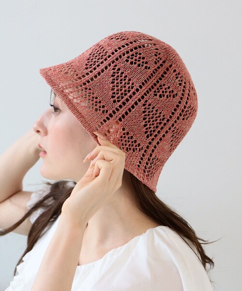 Ray BEAMS(レイビームス)の「Ray BEAMS / 透かし編 サーモ ハット(ハット・レディース・ピンク/グリーン/イエロー・ONE SIZE)」の1枚目の写真