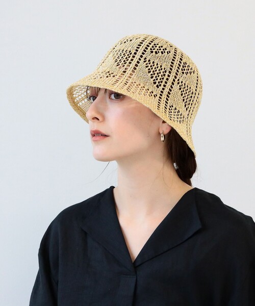 Ray BEAMS(レイビームス)の「Ray BEAMS / 透かし編 サーモ ハット(ハット・レディース・ピンク/グリーン/イエロー・ONE SIZE)」の4枚目の写真