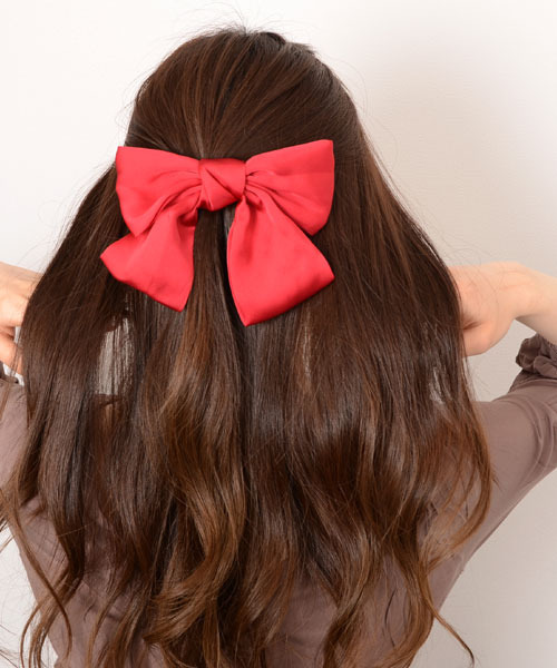 REDスクエア×ナチュラルwood   ヘアバレッタ REDスクエア×ナチュラルwood ヘアバレッタ REDスクエア×ナチュラルwood