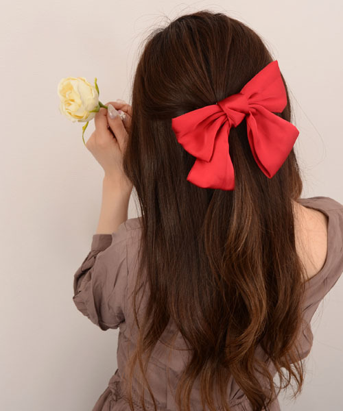 float】サテン ビッグリボン バレッタ【7色展開】（バレッタ/ヘア