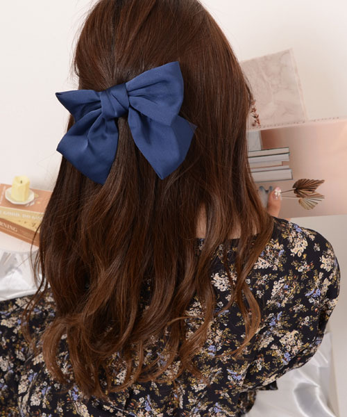 float】サテン ビッグリボン バレッタ【7色展開】（バレッタ/ヘア