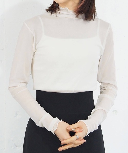 tiptop(ティップトップ)の「アソートシアーハイネックロンT(Tシャツ/カットソー・レディース・C/D/E/A/ブラック/B/オフホワイト・FREE)」の2枚目の写真