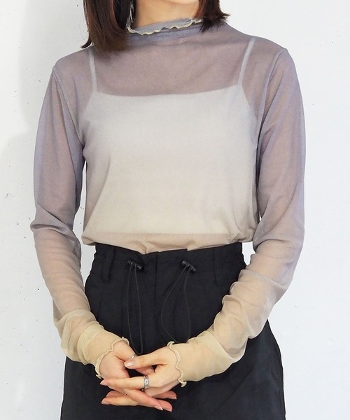 tiptop(ティップトップ)の「アソートシアーハイネックロンT(Tシャツ/カットソー・レディース・C/D/E/A/ブラック/B/オフホワイト・FREE)」の7枚目の写真