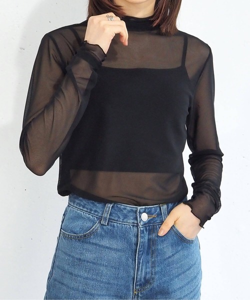 tiptop(ティップトップ)の「アソートシアーハイネックロンT(Tシャツ/カットソー・レディース・C/D/E/A/ブラック/B/オフホワイト・FREE)」の14枚目の写真