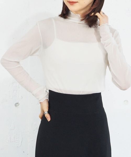 tiptop(ティップトップ)の「アソートシアーハイネックロンT(Tシャツ/カットソー・レディース・C/D/E/A/ブラック/B/オフホワイト・FREE)」の9枚目の写真