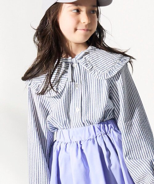 SHOO・LA・RUE(シューラルー)の「◆【110-140cm】フリルビッグカラーブラウス(シャツ/ブラウス・キッズ・ブラック系1/ネイビー系2・13/12/11/14)」の3枚目の写真