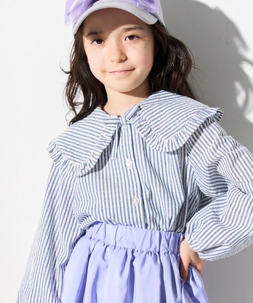 SHOO・LA・RUE(シューラルー)の「◆【110-140cm】フリルビッグカラーブラウス(シャツ/ブラウス・キッズ・ブラック系1/ネイビー系2・13/12/11/14)」の13枚目の写真