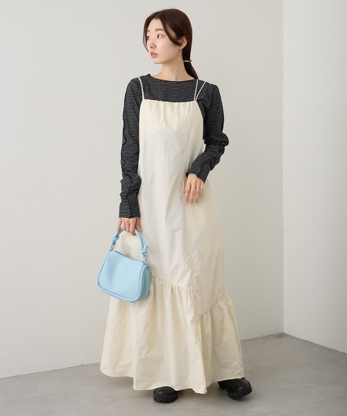 Kastane（カスタネ）の「【2023SSアイテム】テレコボーダークルーインナー（Tシャツ/カットソー・レディース・ブラック/オフホワイト/イエロー/ブルー・FREE）」の12枚目の写真