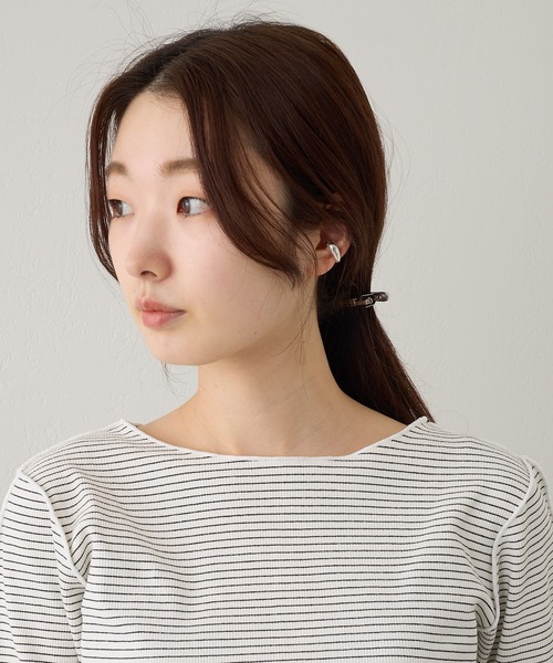 Kastane（カスタネ）の「【2023SSアイテム】テレコボーダークルーインナー（Tシャツ/カットソー・レディース・ブラック/オフホワイト/イエロー/ブルー・FREE）」の22枚目の写真