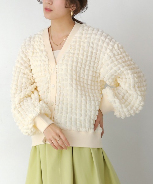 Bou Jeloud（ブージュルード）の「ポコポコジャージーカーディガン（カーディガン/ボレロ・レディース・アイボリー/ブラック/イエロー/ブルー・FREE）」の7枚目の写真