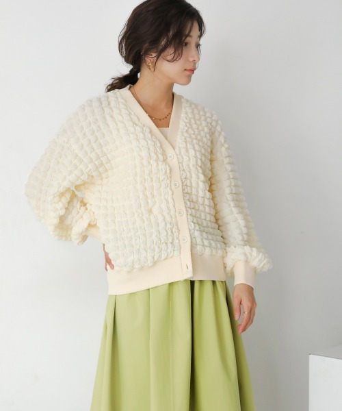 Bou Jeloud（ブージュルード）の「ポコポコジャージーカーディガン（カーディガン/ボレロ・レディース・アイボリー/ブラック/イエロー/ブルー・FREE）」の8枚目の写真