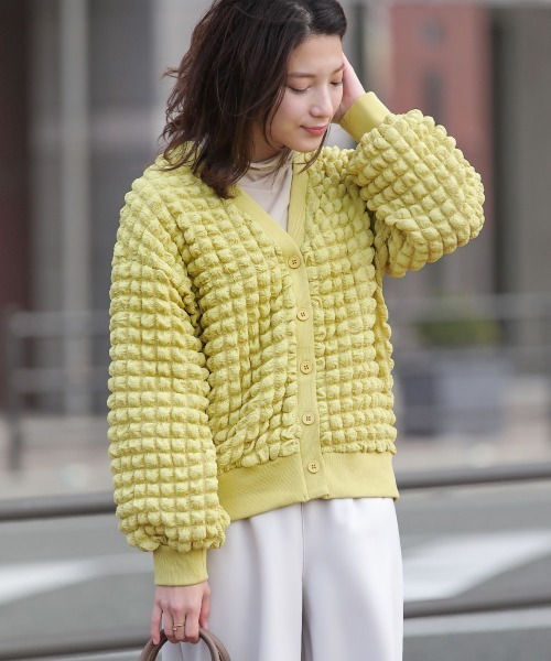 Bou Jeloud（ブージュルード）の「ポコポコジャージーカーディガン（カーディガン/ボレロ・レディース・アイボリー/ブラック/イエロー/ブルー・FREE）」の18枚目の写真