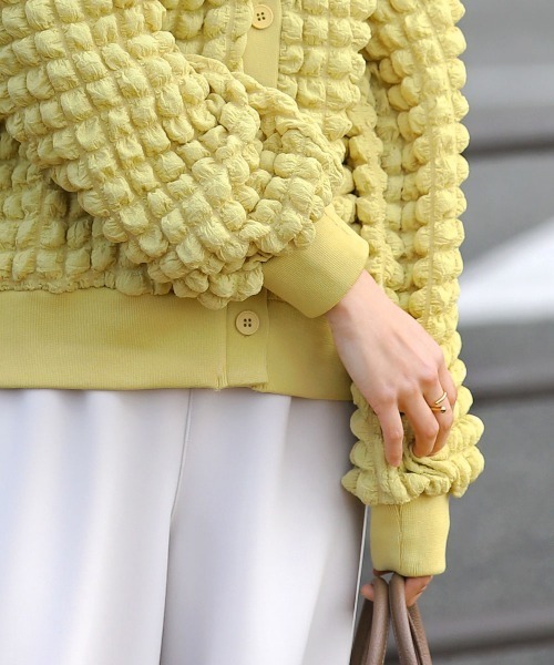 Bou Jeloud（ブージュルード）の「ポコポコジャージーカーディガン（カーディガン/ボレロ・レディース・アイボリー/ブラック/イエロー/ブルー・FREE）」の19枚目の写真