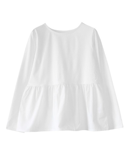 Pierrot（ピエロ）の「異素材ドッキングフリルギャザーカットソー（Tシャツ/カットソー・レディース・チャコールグレー/ブラック×ブラック/オフホワイト/ブラック/ブラック×ホワイト・M/L）」の22枚目の写真