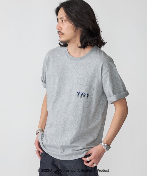 The Beatles（ザビートルズ）の「*SHIPS: THE BEATLES コラボレーション ミニ エンブロイダリー ポケット Tシャツ（Tシャツ/カットソー・メンズ・グレー/グレー系/ホワイト系/ブラック/ホワイト/ダークグレー/ネイビー/ダークブルー・SMALL/MEDIUM/LARGE/X-LARGE/XX-LARGE）」の6枚目の写真