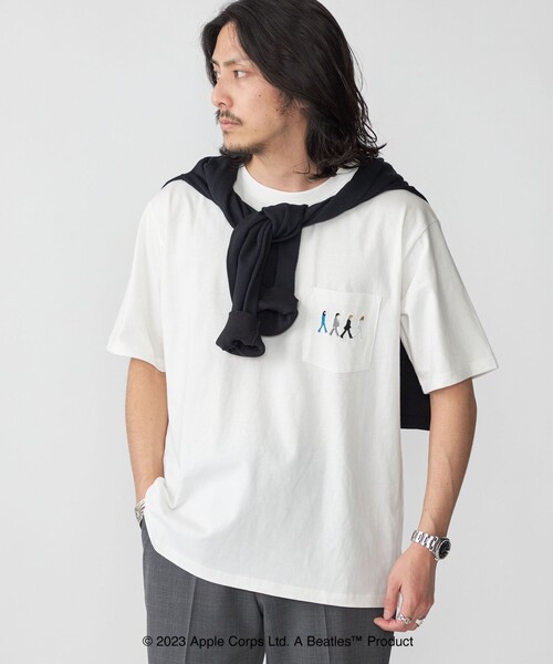 The Beatles（ザビートルズ）の「*SHIPS: THE BEATLES コラボレーション ミニ エンブロイダリー ポケット Tシャツ（Tシャツ/カットソー・メンズ・グレー/グレー系/ホワイト系/ブラック/ホワイト/ダークグレー/ネイビー/ダークブルー・SMALL/MEDIUM/LARGE/X-LARGE/XX-LARGE）」の2枚目の写真