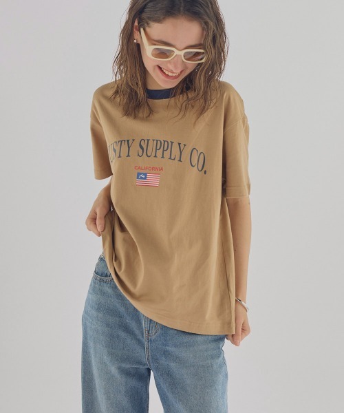 RUSTY(ラスティ)の「【RUSTY:ラスティー】レディースオーバーサイズTシャツ(Tシャツ/カットソー・レディース・ベージュ/ホワイト/ネイビー・LARGE/MEDIUM)」の3枚目の写真