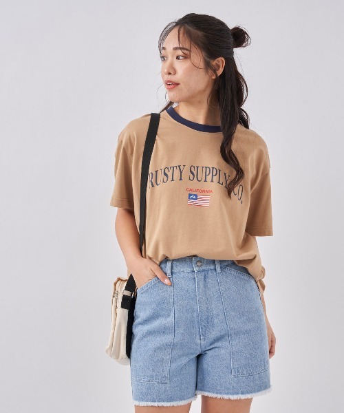 RUSTY(ラスティ)の「【RUSTY:ラスティー】レディースオーバーサイズTシャツ(Tシャツ/カットソー・レディース・ベージュ/ホワイト/ネイビー・LARGE/MEDIUM)」の15枚目の写真