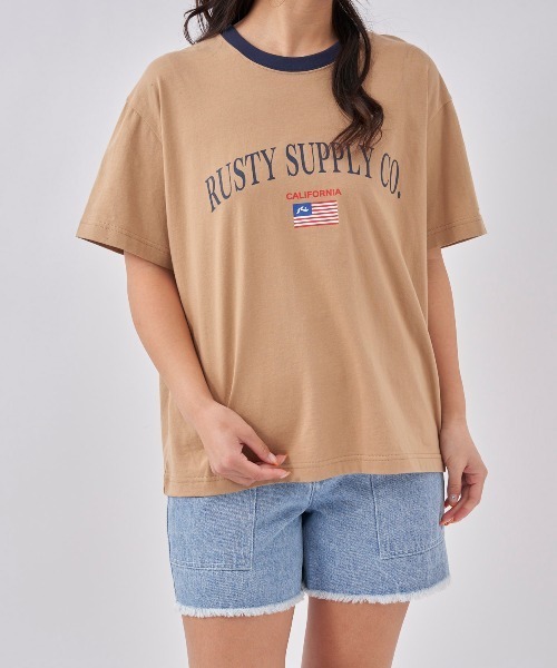 RUSTY(ラスティ)の「【RUSTY:ラスティー】レディースオーバーサイズTシャツ(Tシャツ/カットソー・レディース・ベージュ/ホワイト/ネイビー・LARGE/MEDIUM)」の16枚目の写真