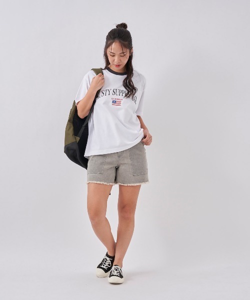 RUSTY(ラスティ)の「【RUSTY:ラスティー】レディースオーバーサイズTシャツ(Tシャツ/カットソー・レディース・ベージュ/ホワイト/ネイビー・LARGE/MEDIUM)」の4枚目の写真