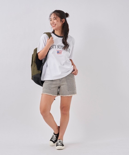 RUSTY(ラスティ)の「【RUSTY:ラスティー】レディースオーバーサイズTシャツ(Tシャツ/カットソー・レディース・ベージュ/ホワイト/ネイビー・LARGE/MEDIUM)」の5枚目の写真