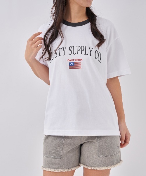 RUSTY(ラスティ)の「【RUSTY:ラスティー】レディースオーバーサイズTシャツ(Tシャツ/カットソー・レディース・ベージュ/ホワイト/ネイビー・LARGE/MEDIUM)」の8枚目の写真