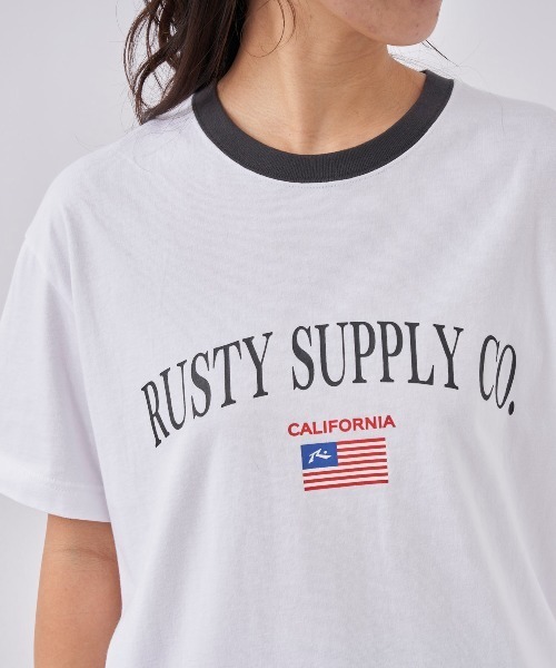 RUSTY(ラスティ)の「【RUSTY:ラスティー】レディースオーバーサイズTシャツ(Tシャツ/カットソー・レディース・ベージュ/ホワイト/ネイビー・LARGE/MEDIUM)」の11枚目の写真