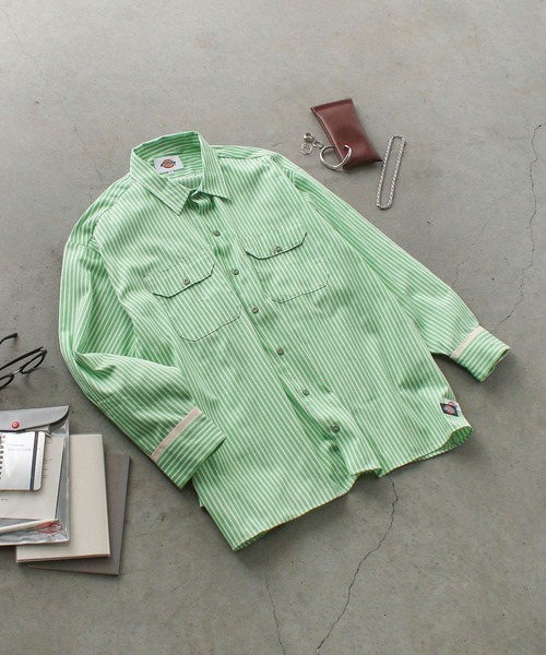 Dickies(ディッキーズ)の「【Dickies】LONG SLEEVE WIDE WORK STRIPE SHIRT / ワイドシルエット ストライプシャツ(シャツ/ブラウス・メンズ・サックスブルー/ミント・S/M/L)」の12枚目の写真