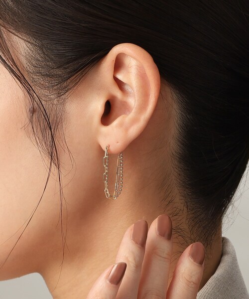 K10ボール3連チェーン フープピアス（ピアス） | COCOSHNIK