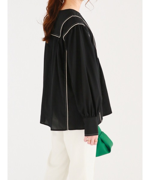 Te chichi（テチチ）の「バイカラーパイピングブラウス（シャツ/ブラウス・レディース・ベージュ/オフホワイト/ブラック・ﾌﾘ-）」の12枚目の写真