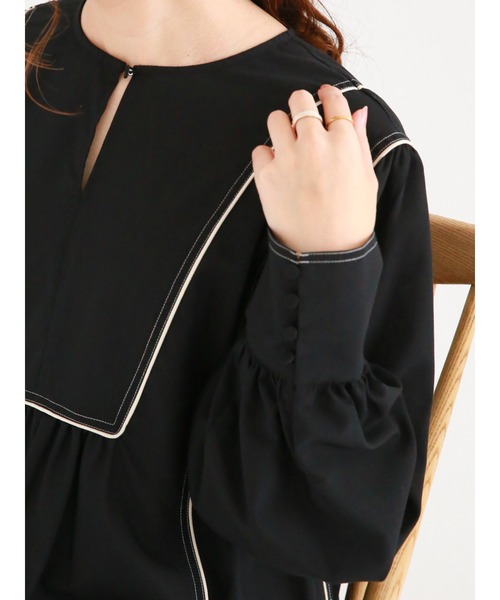 Te chichi（テチチ）の「バイカラーパイピングブラウス（シャツ/ブラウス・レディース・ベージュ/オフホワイト/ブラック・ﾌﾘ-）」の15枚目の写真