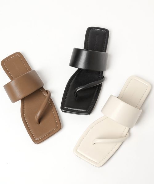 mysty woman（ミスティウーマン）の「スクエアトングサンダル 191570（サンダル・レディース・ブラック/ブラウン/アイボリー・MEDIUM/LARGE）」の12枚目の写真